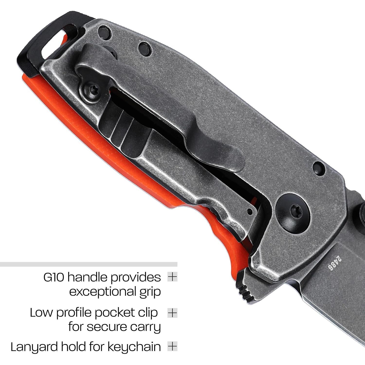 Cuchillo Plegable CRKT Squid Naranja D2 62g Asistido