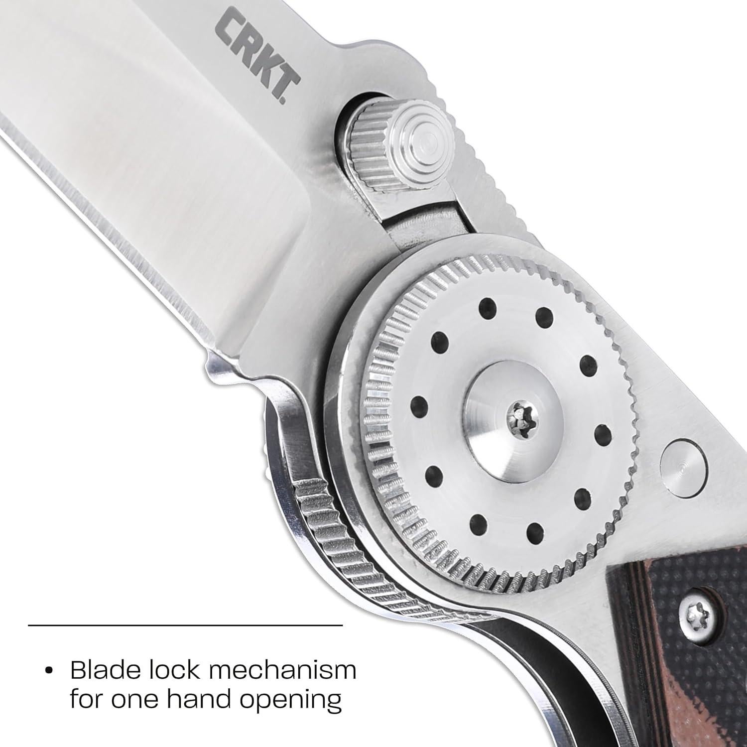 Walker Blade Lock Everyday Carry EDC Folding Knife with Blade Lock: 14C28N Steel Plain Edge, Stainless Steel Handle with G10 Overlay, Pocket Clip, 4200