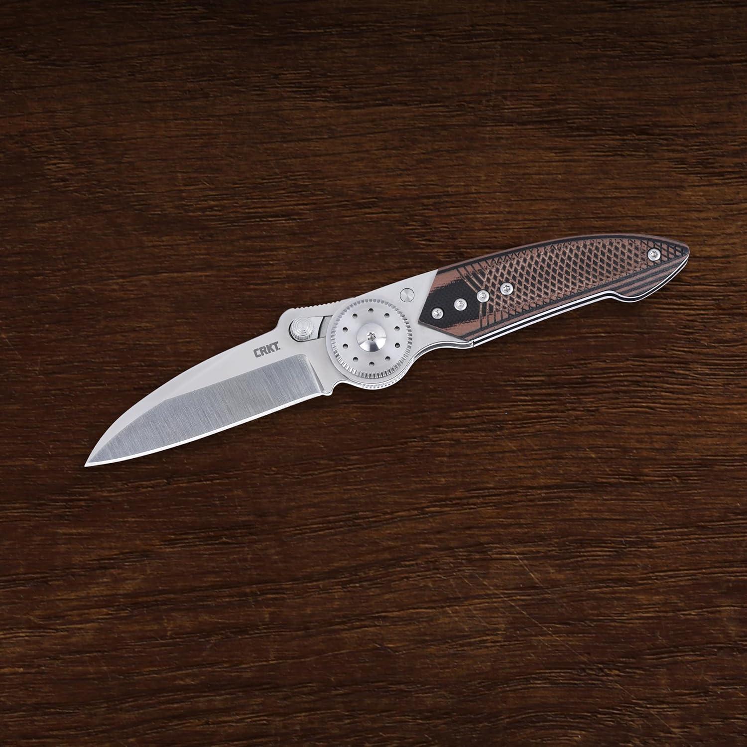 Walker Blade Lock Everyday Carry EDC Folding Knife with Blade Lock: 14C28N Steel Plain Edge, Stainless Steel Handle with G10 Overlay, Pocket Clip, 4200