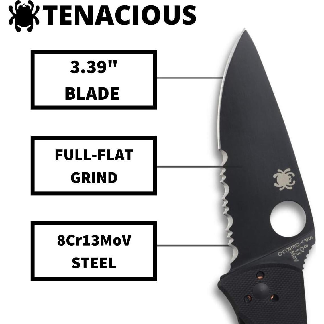 Cuchillo Plegable Spyderco Tenacious 8Cr13MoV 8.61 cm Negro