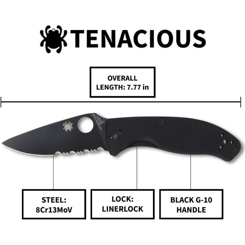 Cuchillo Plegable Spyderco Tenacious 8Cr13MoV 8.61 cm Negro
