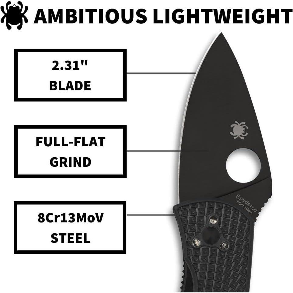 Cuchillo de bolsillo Spyderco Ambitious Lightweight 5.87cm acero inoxidable