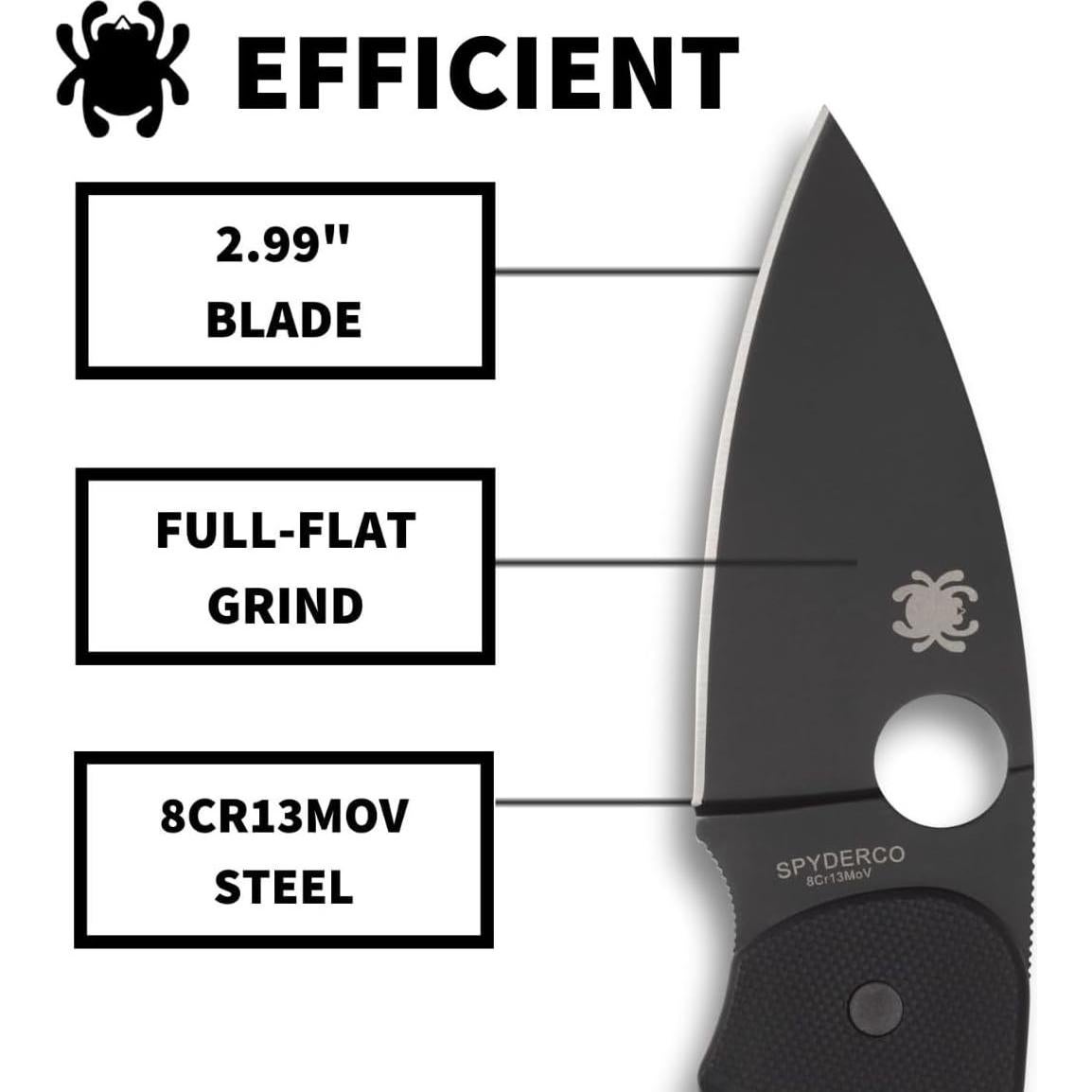 Cuchillo plegable Spyderco Efficient C216GPBBK 7.57 cm hoja negra