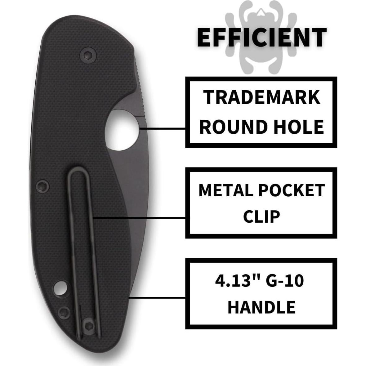 Cuchillo plegable Spyderco Efficient C216GPBBK 7.57 cm hoja negra