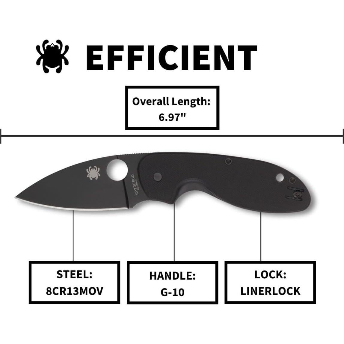 Cuchillo plegable Spyderco Efficient C216GPBBK 7.57 cm hoja negra