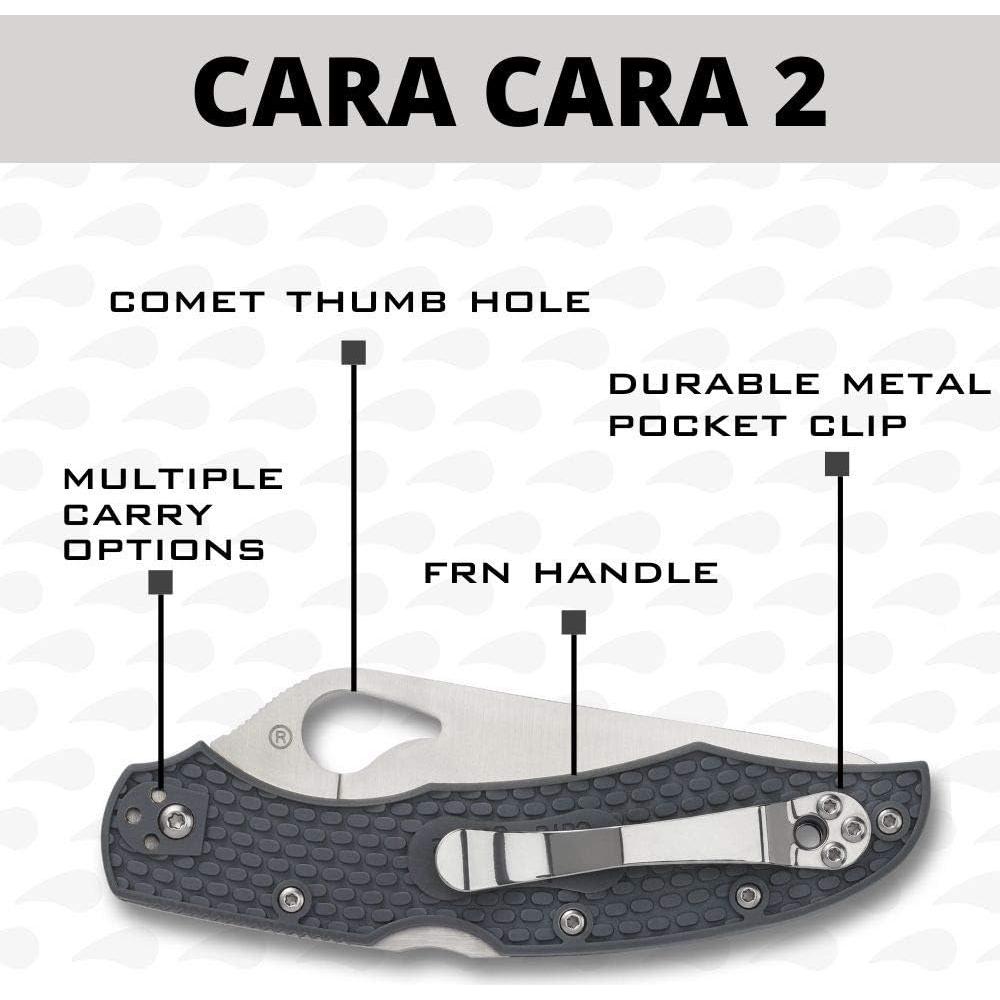 Spyderco Byrd Cara Cara 2 Lightweight Knife with 3.75" Stainless Steel Blade and Gray Non-Slip FRN Handle - CombinationEdge - BY03PSGY2