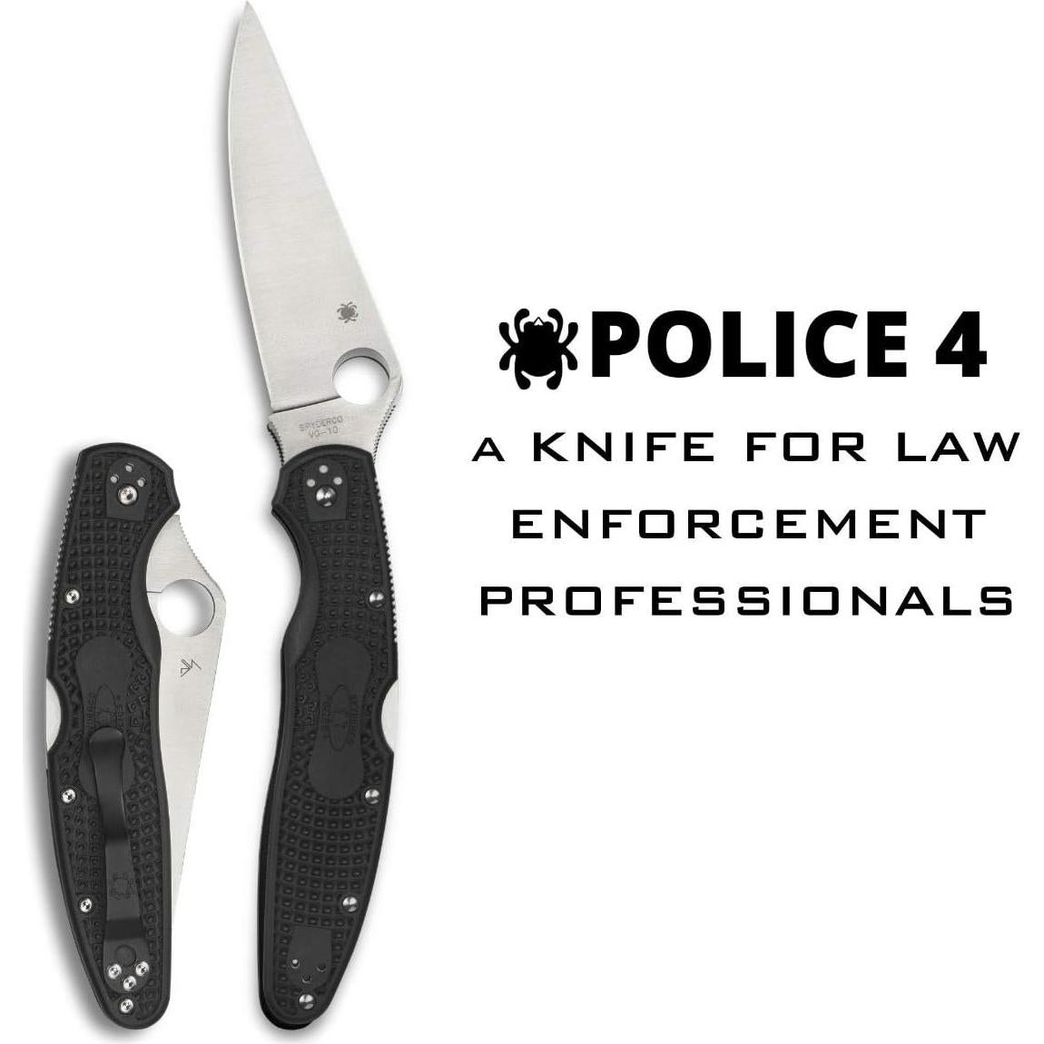 Cuchillo Plegable Spyderco Police 4 - Mango FRN Negro, Hoja 11.43 cm