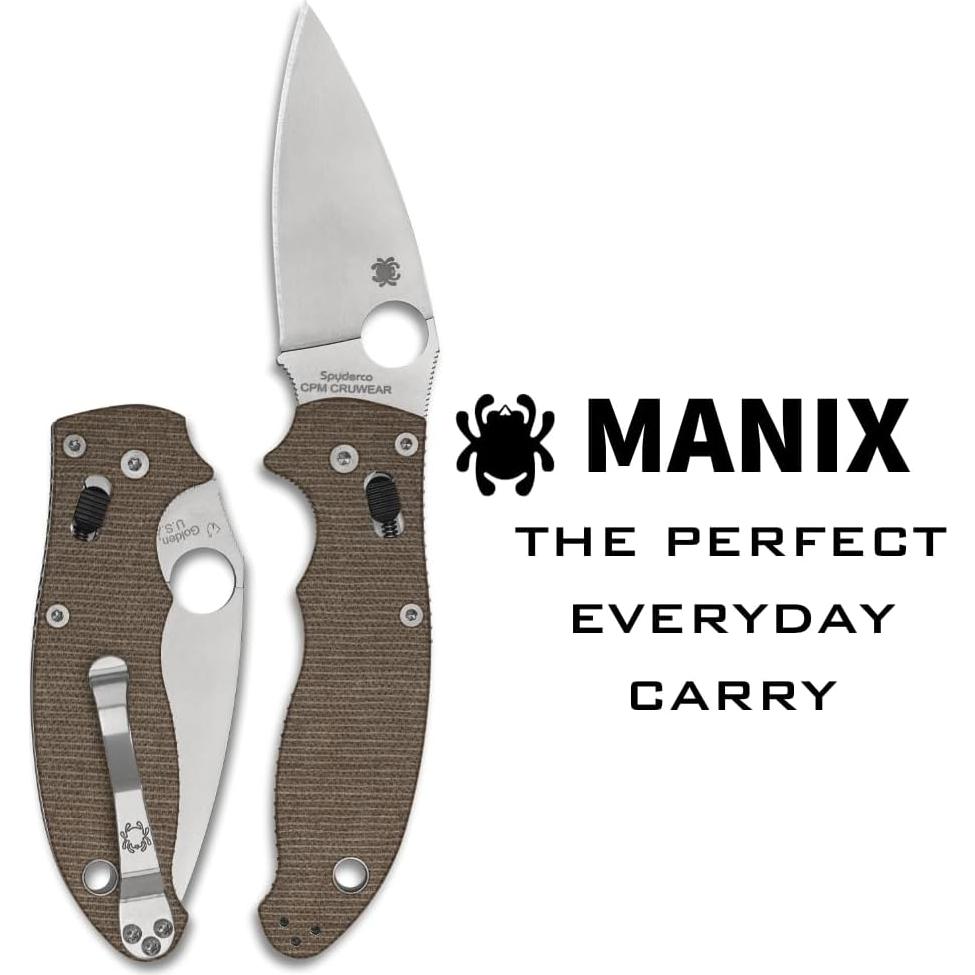 Cuchillo de bolsillo plegable Spyderco Manix 2 Micarta 8.56 cm