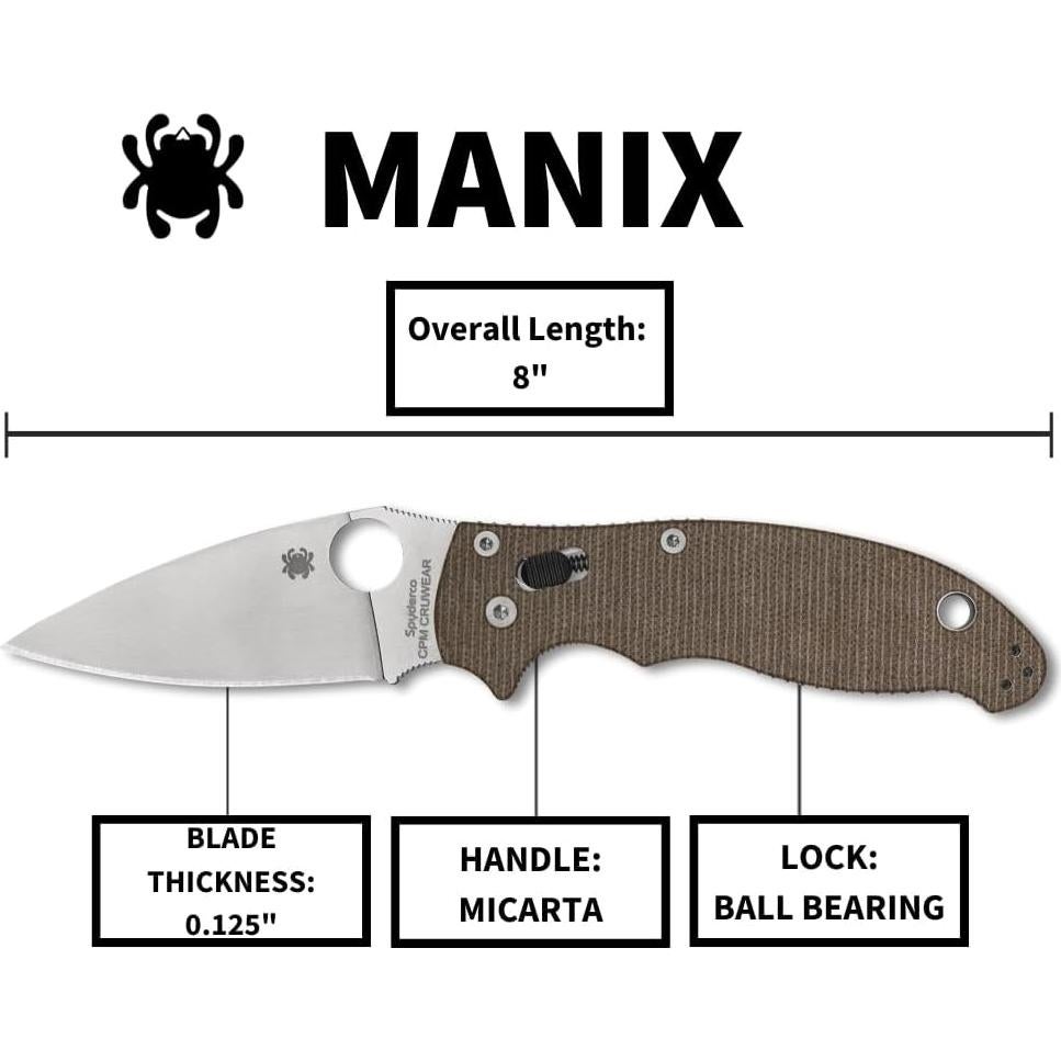 Cuchillo de bolsillo plegable Spyderco Manix 2 Micarta 8.56 cm