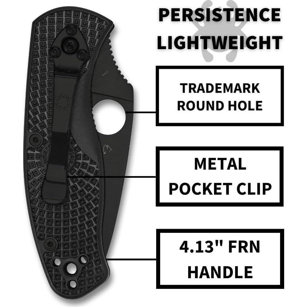 Cuchillo de bolsillo Spyderco Persistence Lightweight - Hoja negra 8Cr13MoV