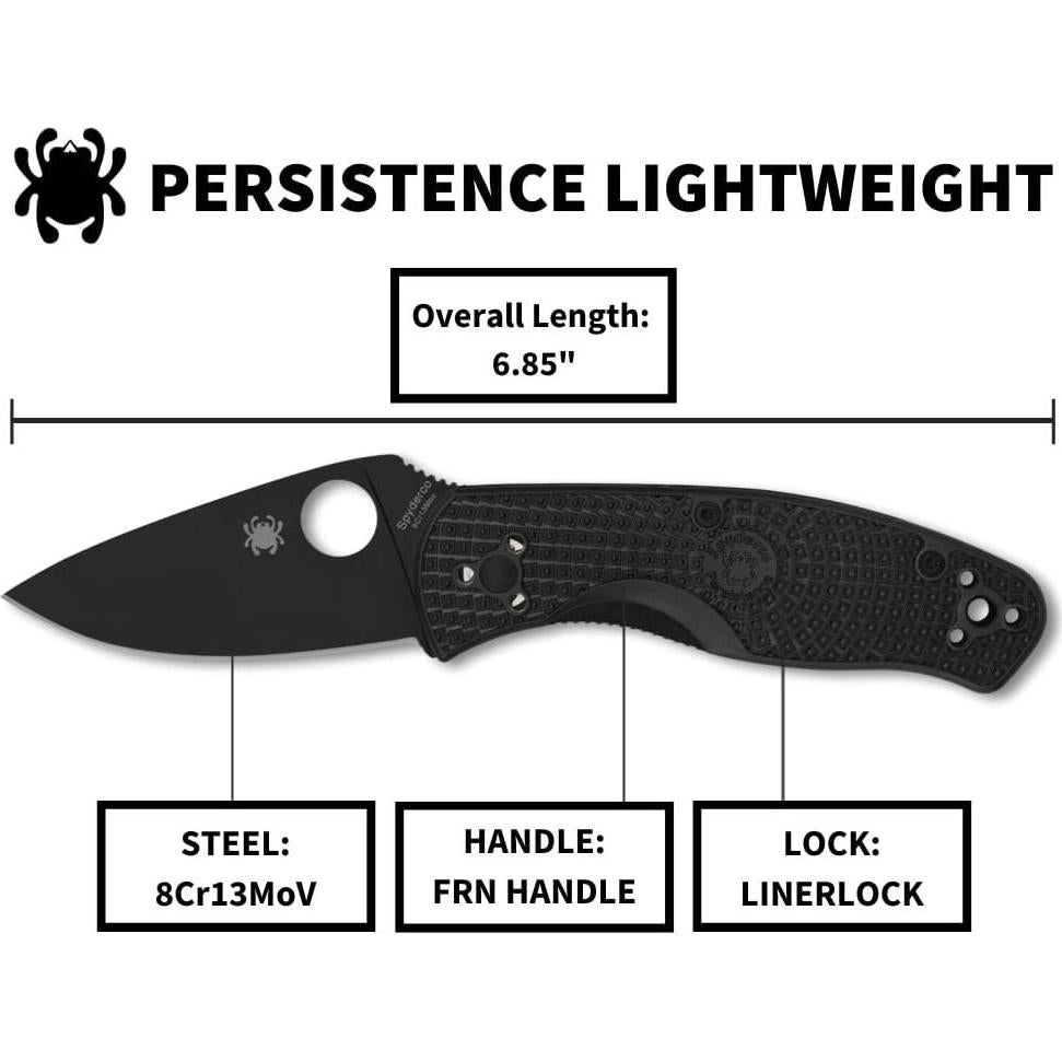 Cuchillo de bolsillo Spyderco Persistence Lightweight - Hoja negra 8Cr13MoV