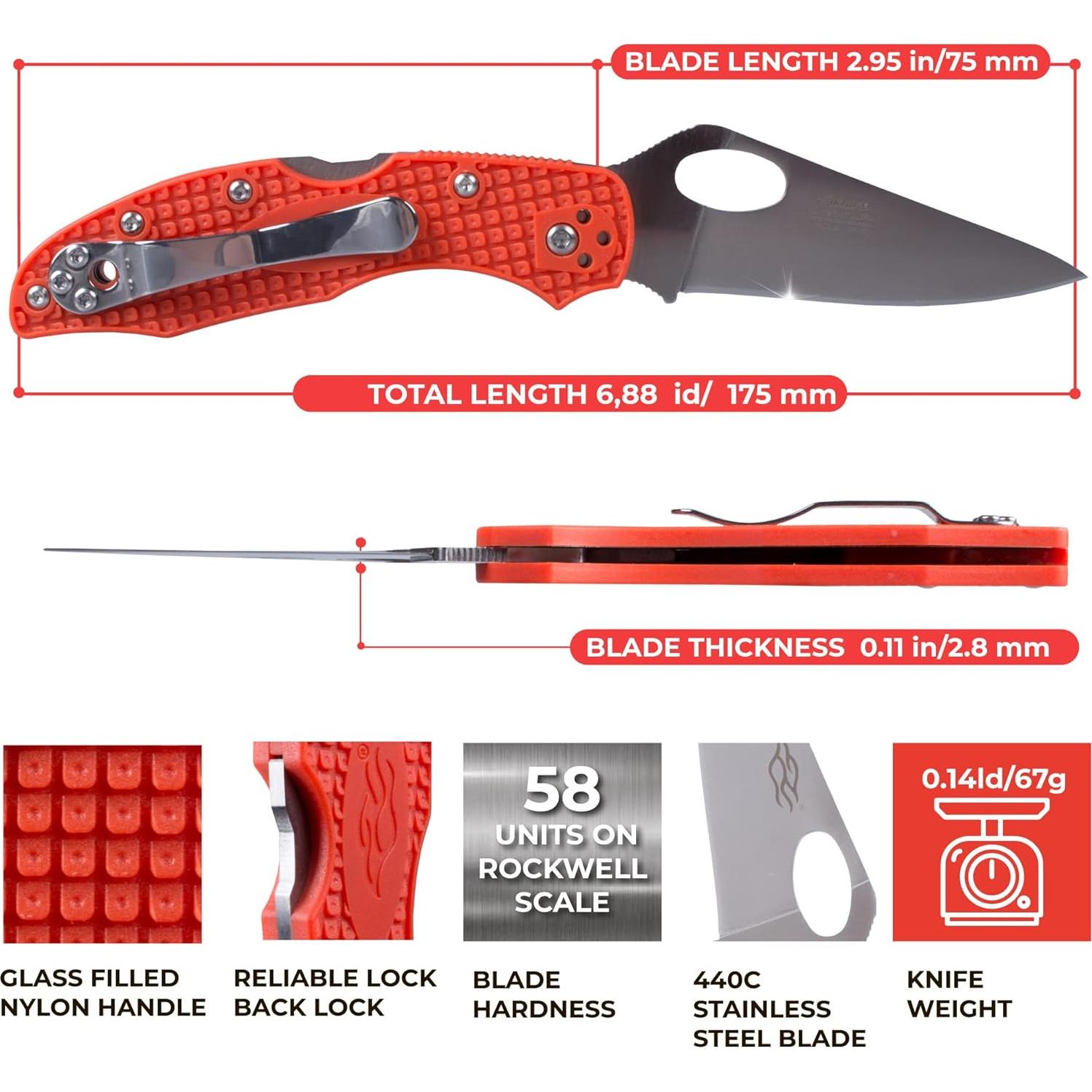 Cuchillo Plegable Ganzo Firebird F759M Acero Inoxidable 440C Naranja