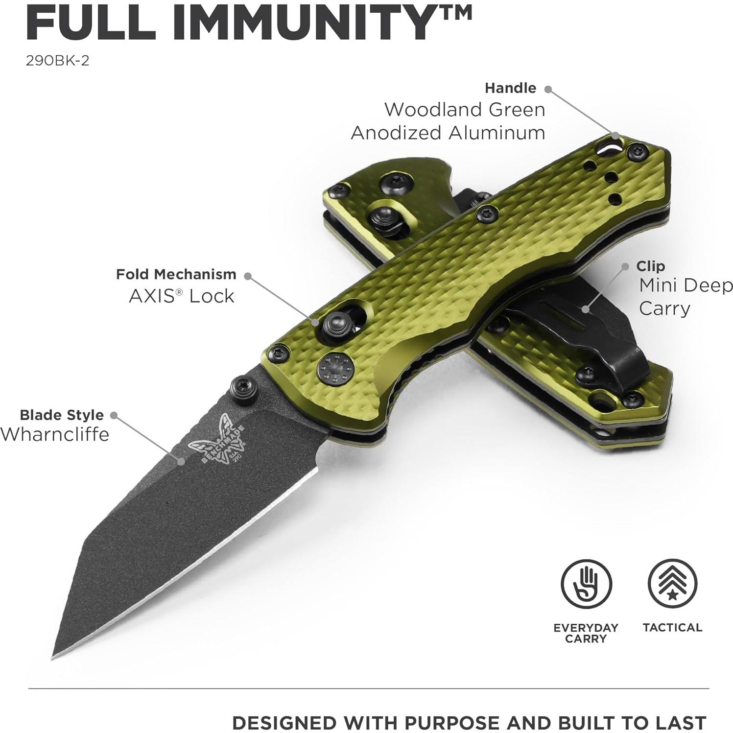 Cuchillo Táctico Benchmade Full Immunity 290 Aluminio Verde