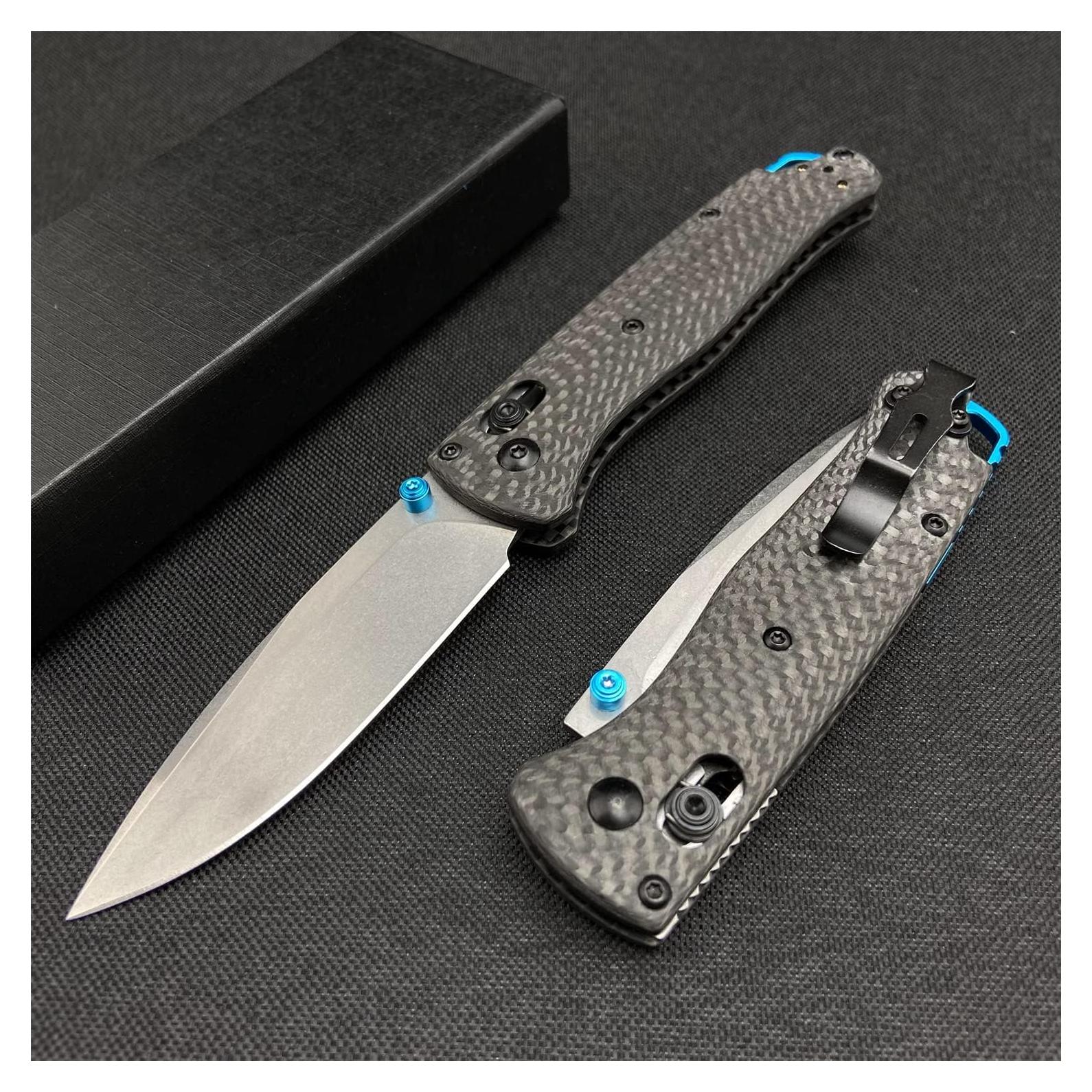 Cuchillo de bolsillo HUAAO EDC 8Cr13MoV fibra de carbono