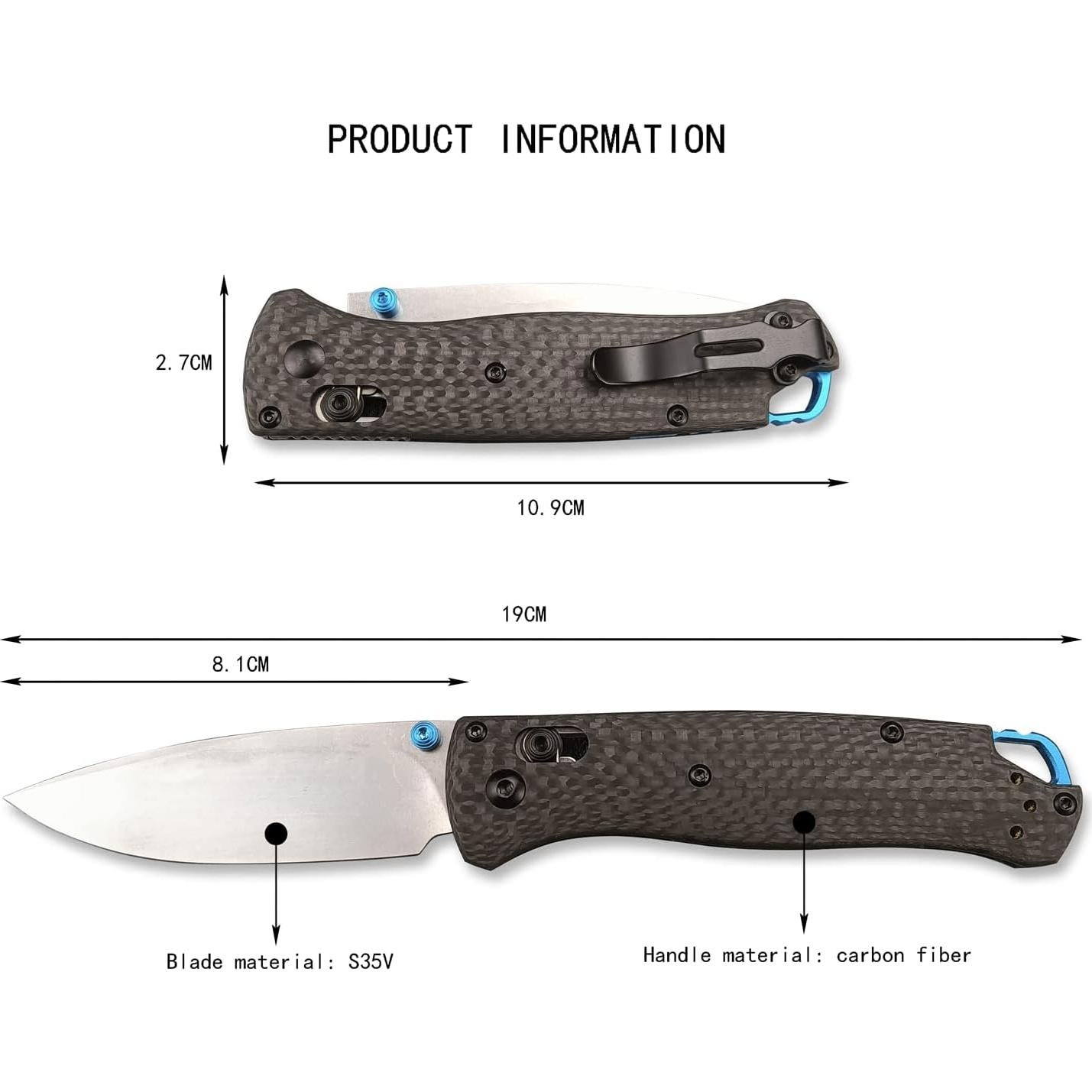 Cuchillo de bolsillo HUAAO EDC 8Cr13MoV fibra de carbono