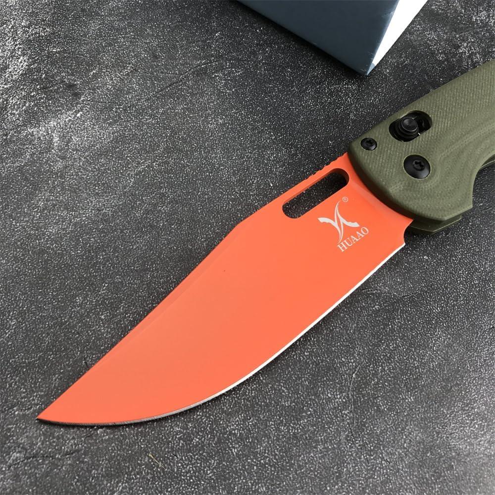Taggedout Axis Lock Knife, Men's Pocket Folding Knives, D2 Flat Blade, G10 Green Handle, Thumb Stud, Manual Open, with Deep Carry Pocket Clip (G10)