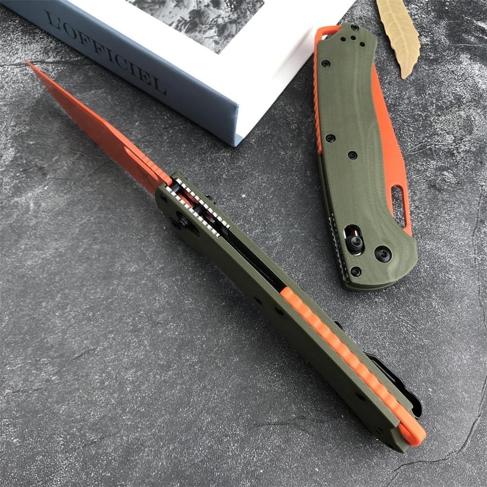 Taggedout Axis Lock Knife, Men's Pocket Folding Knives, D2 Flat Blade, G10 Green Handle, Thumb Stud, Manual Open, with Deep Carry Pocket Clip (G10)