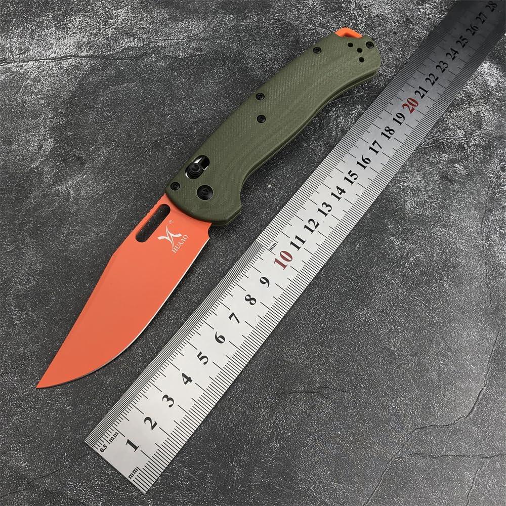 Taggedout Axis Lock Knife, Men's Pocket Folding Knives, D2 Flat Blade, G10 Green Handle, Thumb Stud, Manual Open, with Deep Carry Pocket Clip (G10)