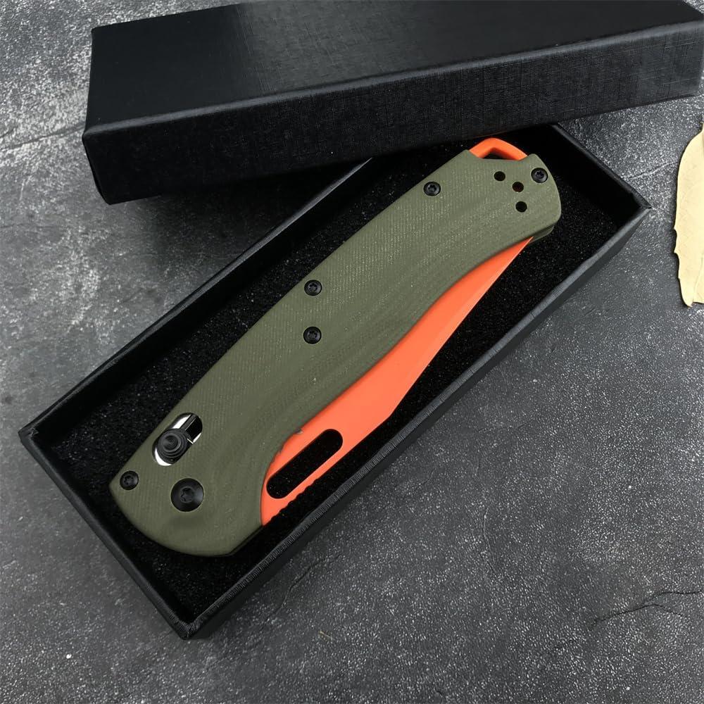 Taggedout Axis Lock Knife, Men's Pocket Folding Knives, D2 Flat Blade, G10 Green Handle, Thumb Stud, Manual Open, with Deep Carry Pocket Clip (G10)