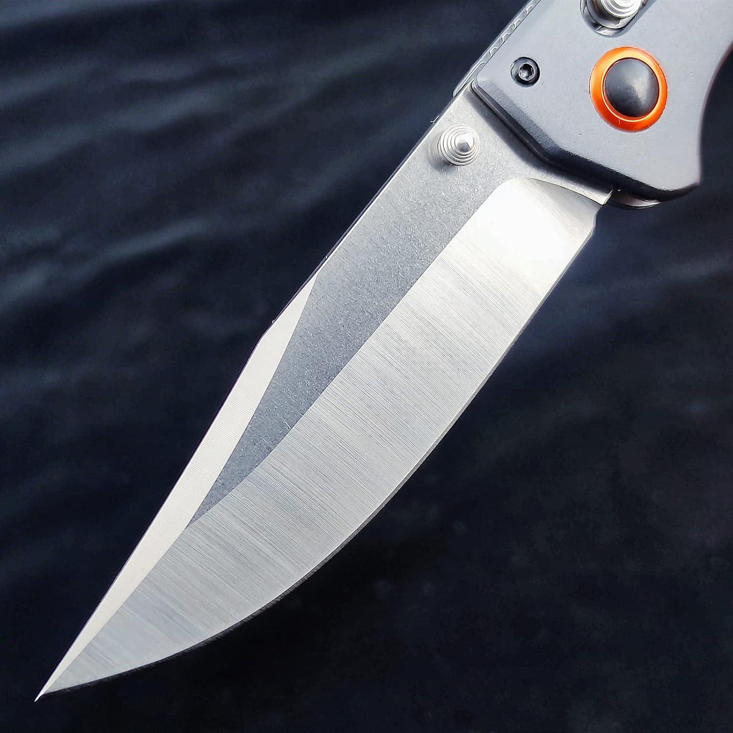 Cuchillo Plegable EDC Genérico D2 Mango de Madera 23cm Naranja