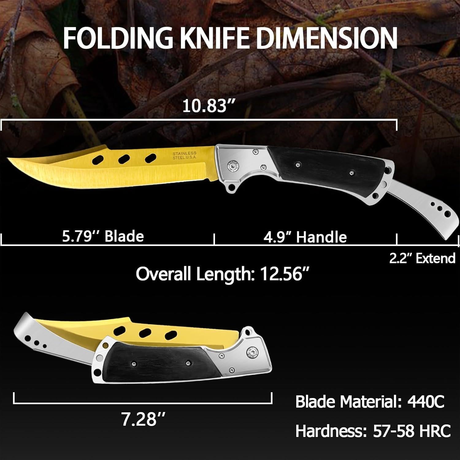 Cuchillo Plegable Grande HOLYEDGE 27 cm Mango Madera Rosa