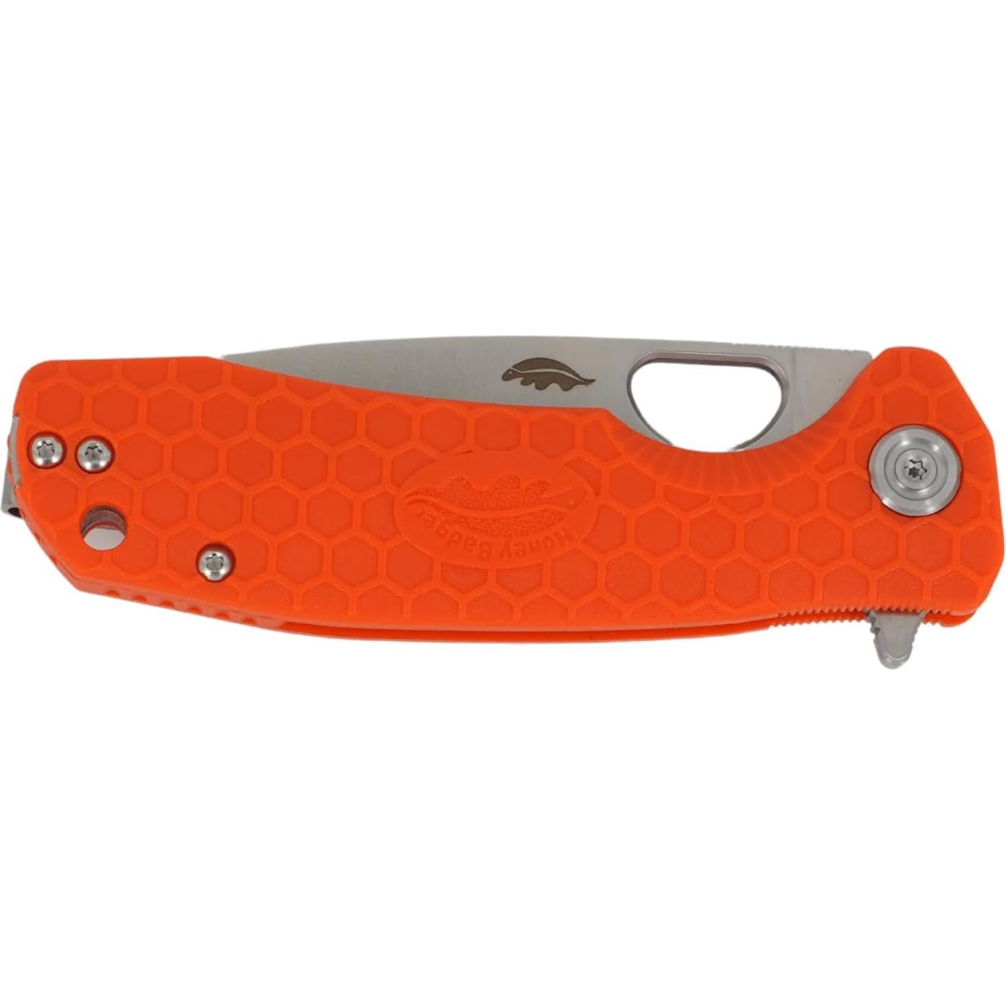 HB1035 Honey Badger Pocket Knife Folding Flipper EDC Deep Pocket Carry for Outdoor Tactical Knife Survival Camping Drop Point Small Orange 8Cr13Mov