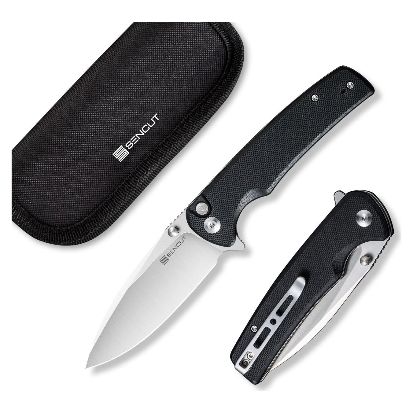 Cuchillo Plegable SENCUT Sachse G10 Negro 8.89 cm 9Cr18MoV