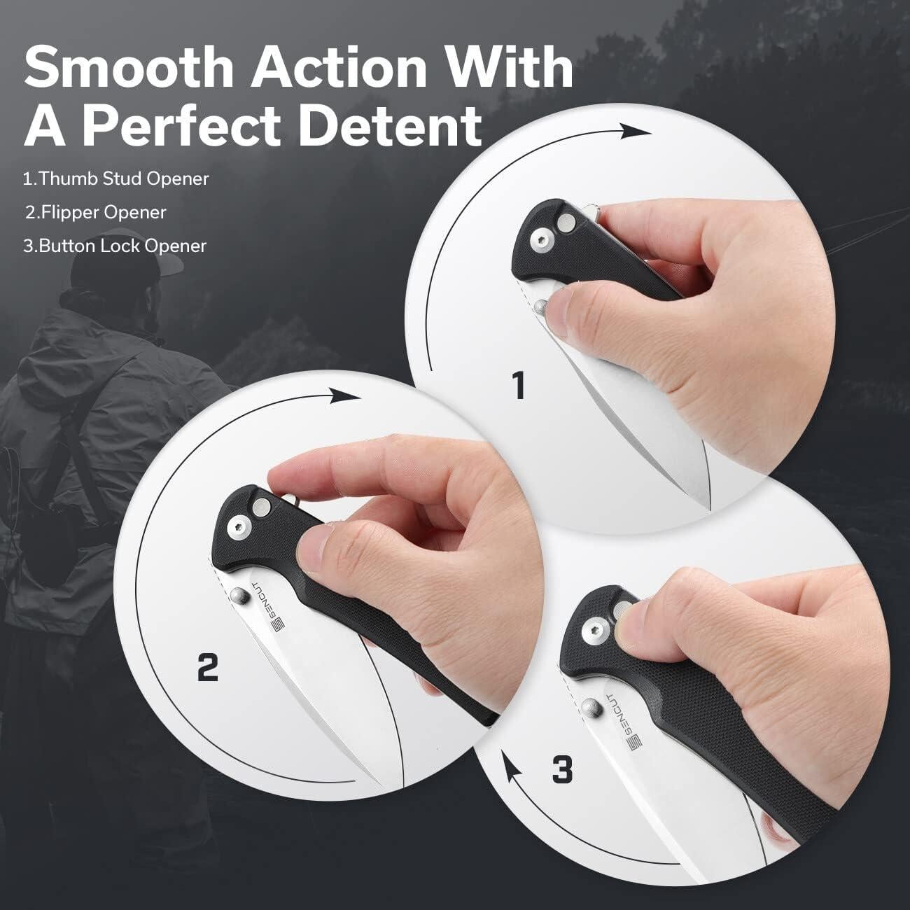 Cuchillo Plegable SENCUT Sachse G10 Negro 8.89 cm 9Cr18MoV