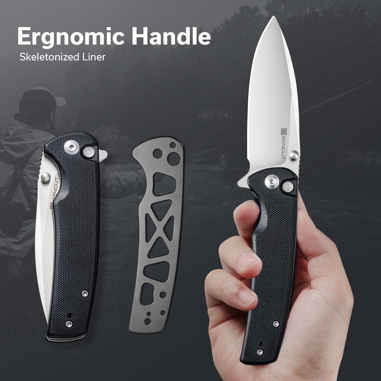 Cuchillo Plegable SENCUT Sachse G10 Negro 8.89 cm 9Cr18MoV