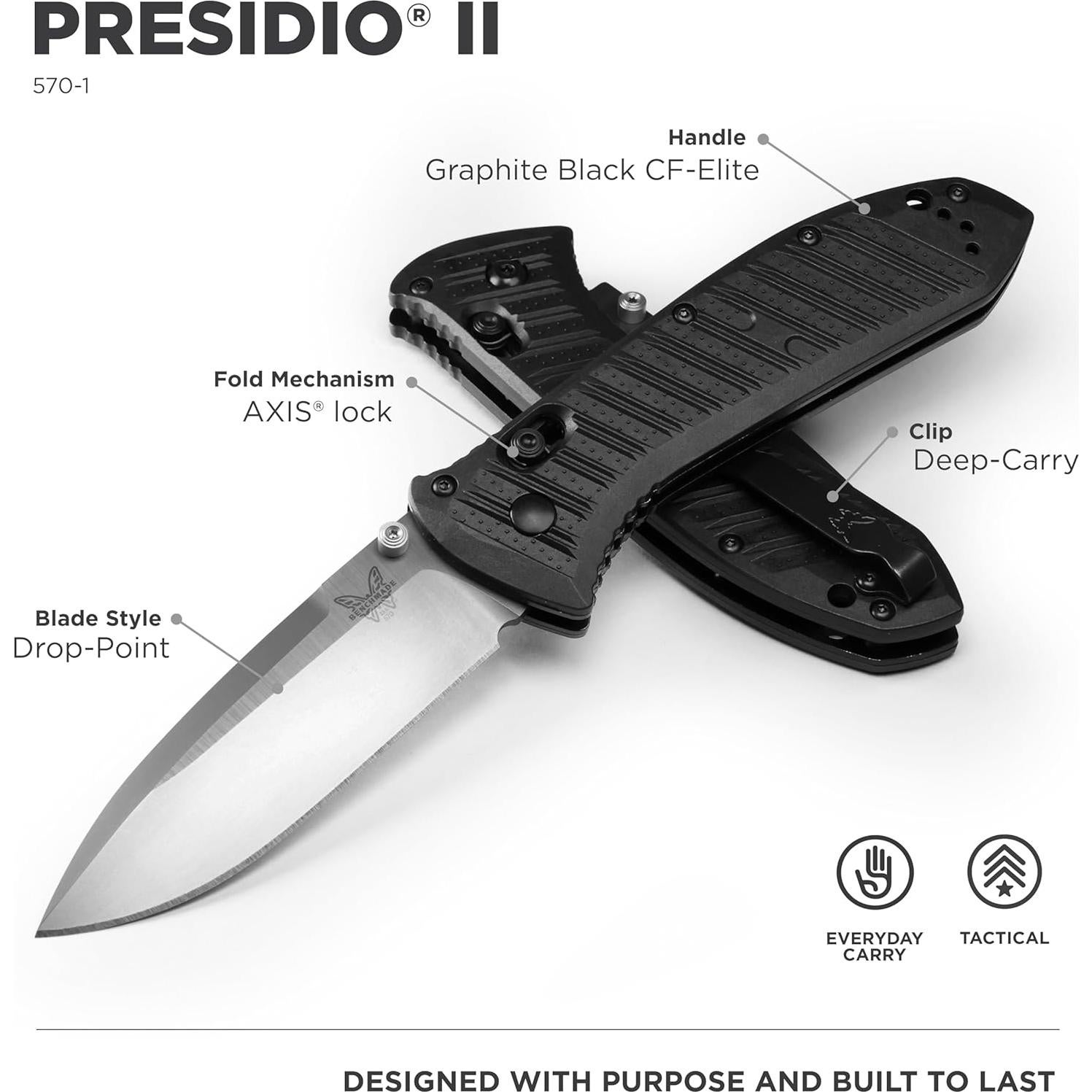 Cuchillo Táctico Benchmade Presidio II 570-1 9.4 cm Acero Inoxidable