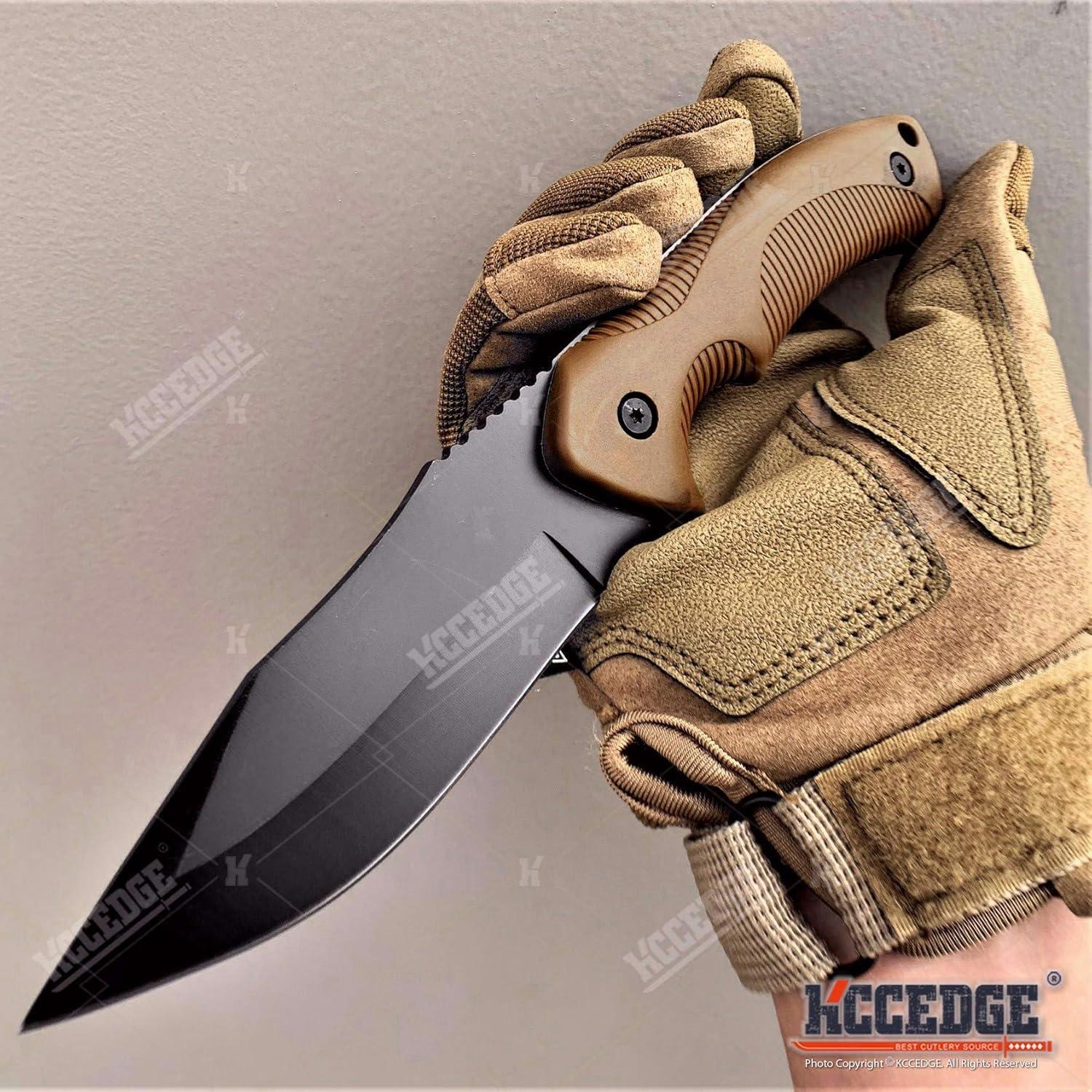 Cuchillo Táctico KCCEDGE 9" Hoja Fija Acero Inoxidable