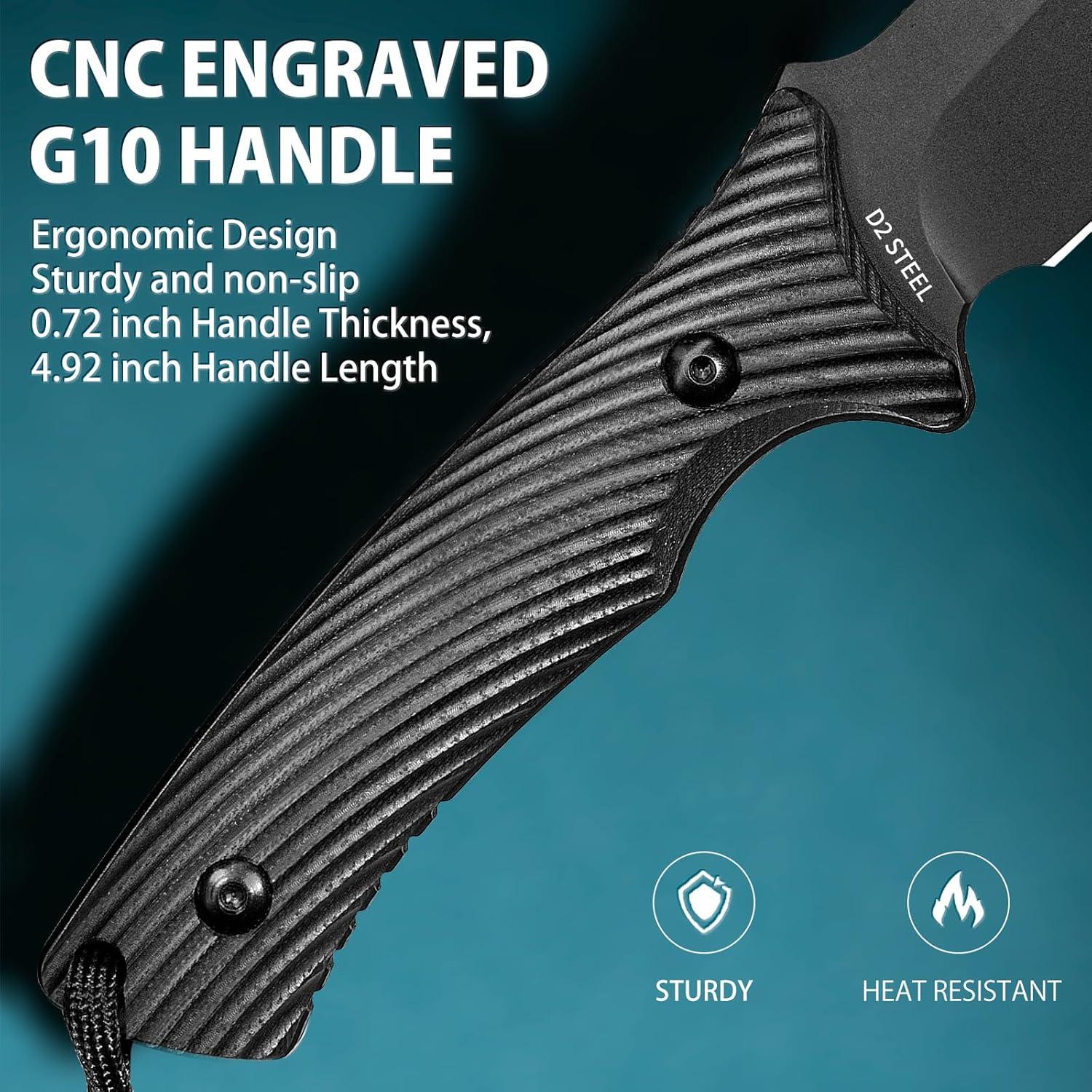 Cuchillo de Supervivencia LOTHAR KA52 con Hoja D2 y Funda Kydex