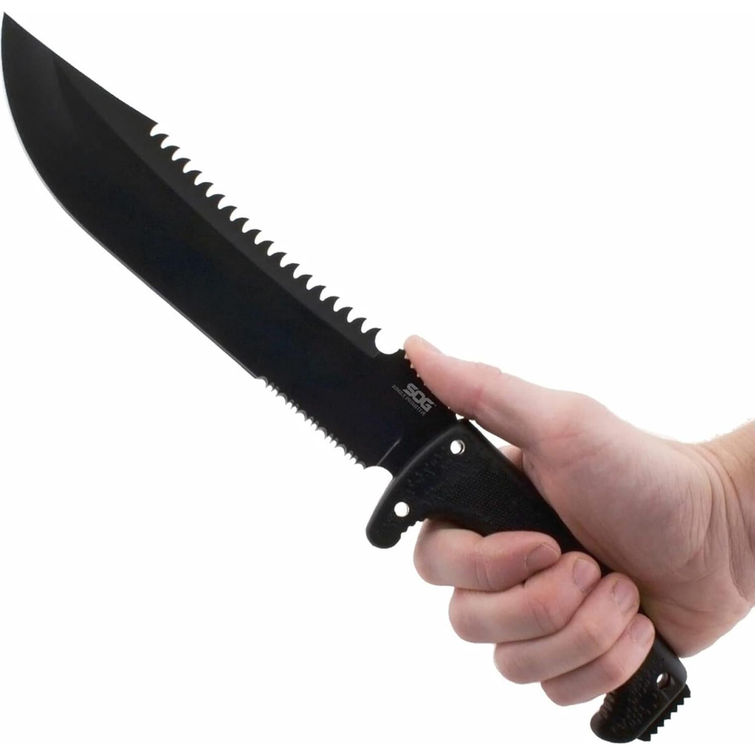 Machete Táctico SOG Jungle Primitive 38.86 cm Acero Negro