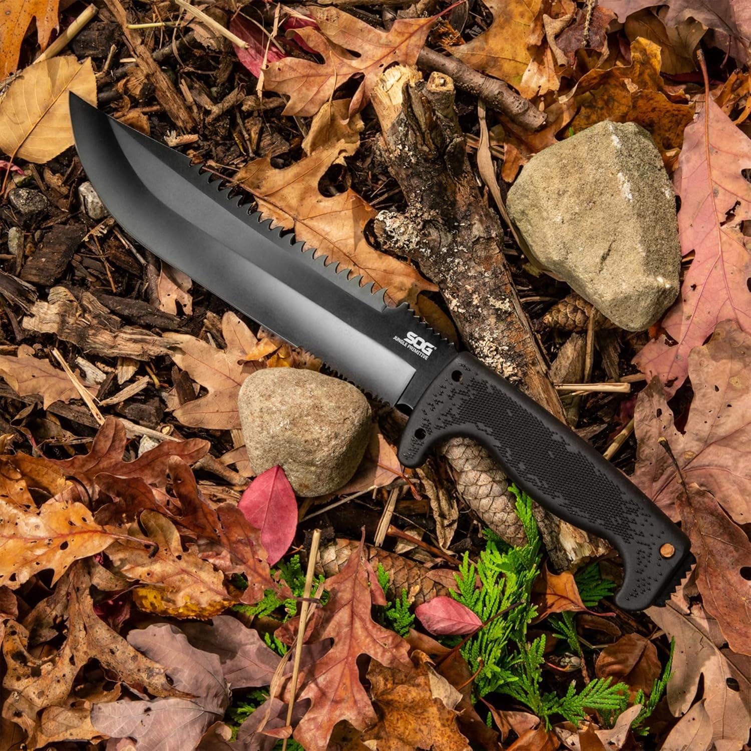 Machete Táctico SOG Jungle Primitive 38.86 cm Acero Negro