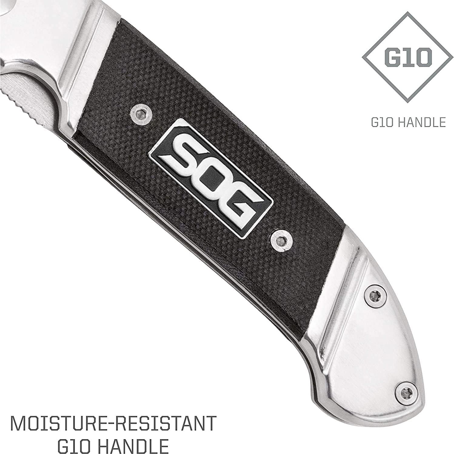 Cuchillo de bolsillo SOG Fielder G10 - Acero inoxidable 8.4 cm