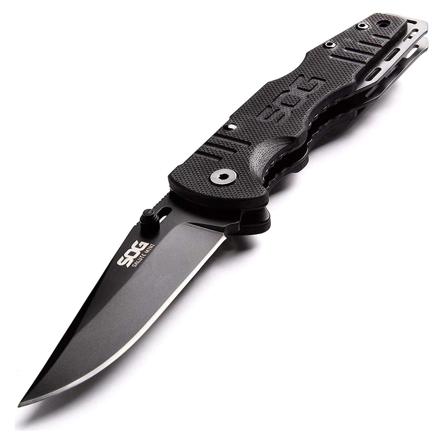 Cuchillo Plegable SOG Salute Mini Negro 3.1" Acero Inoxidable