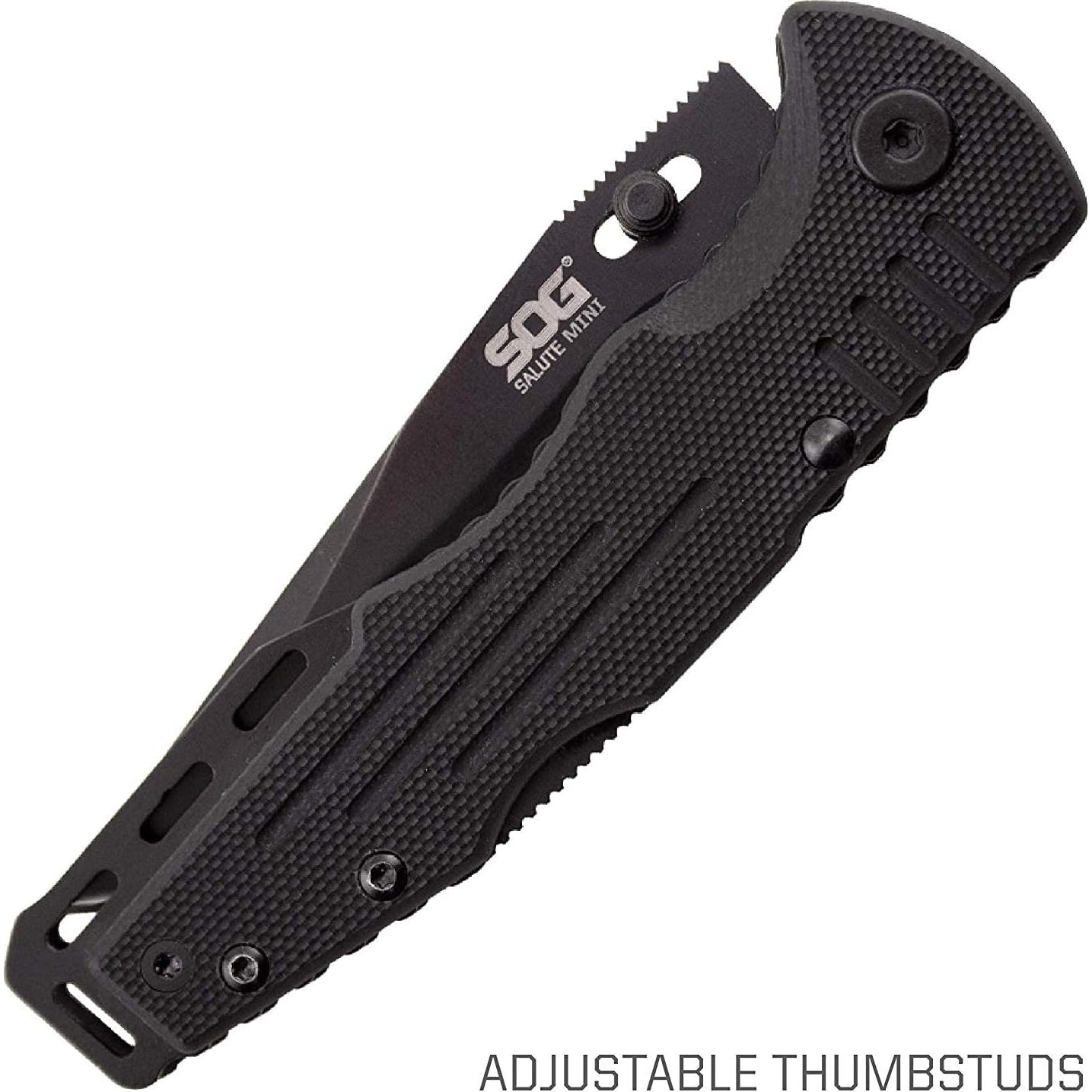 Cuchillo Plegable SOG Salute Mini Negro 3.1" Acero Inoxidable