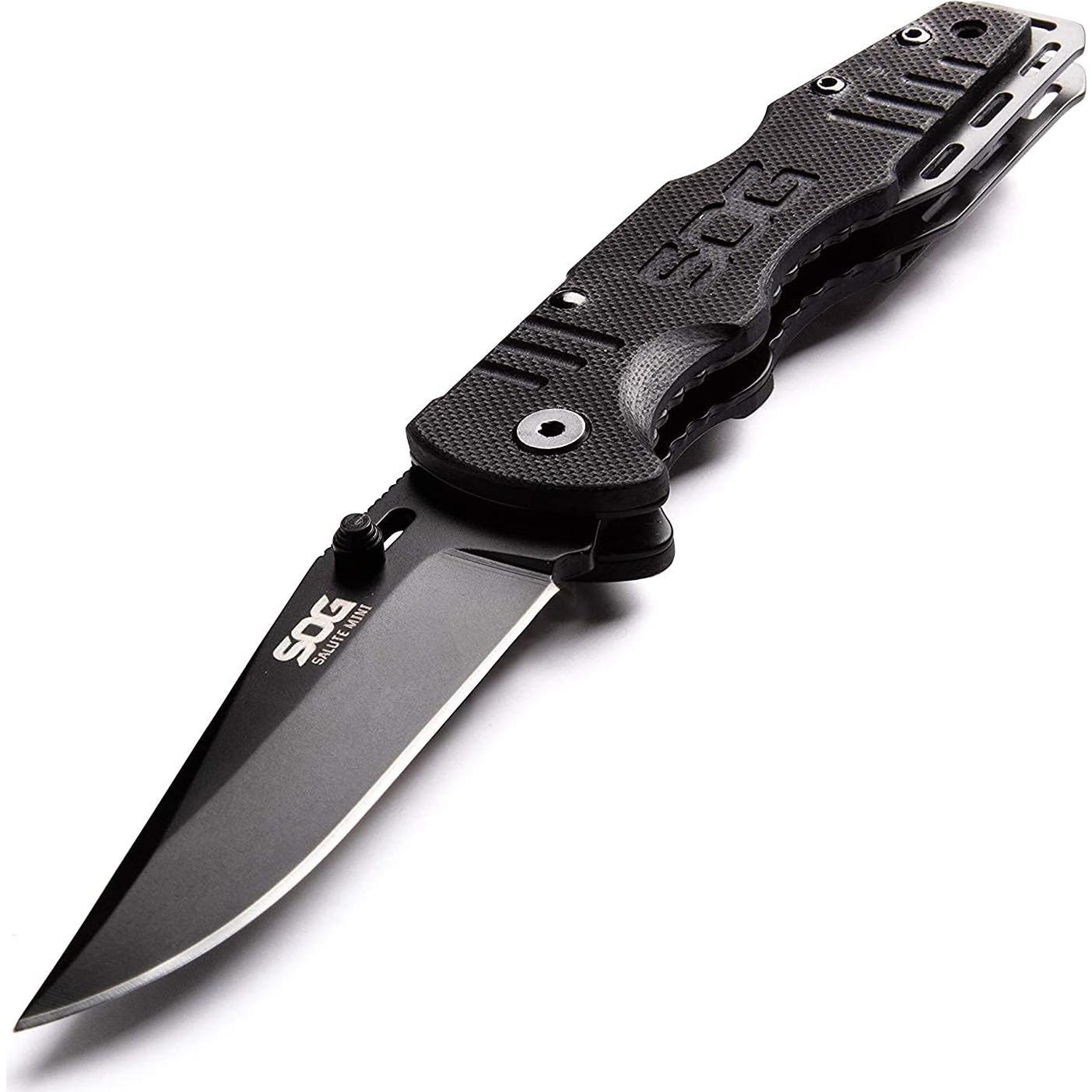 Cuchillo Plegable SOG Salute Mini Negro 3.1" Acero Inoxidable