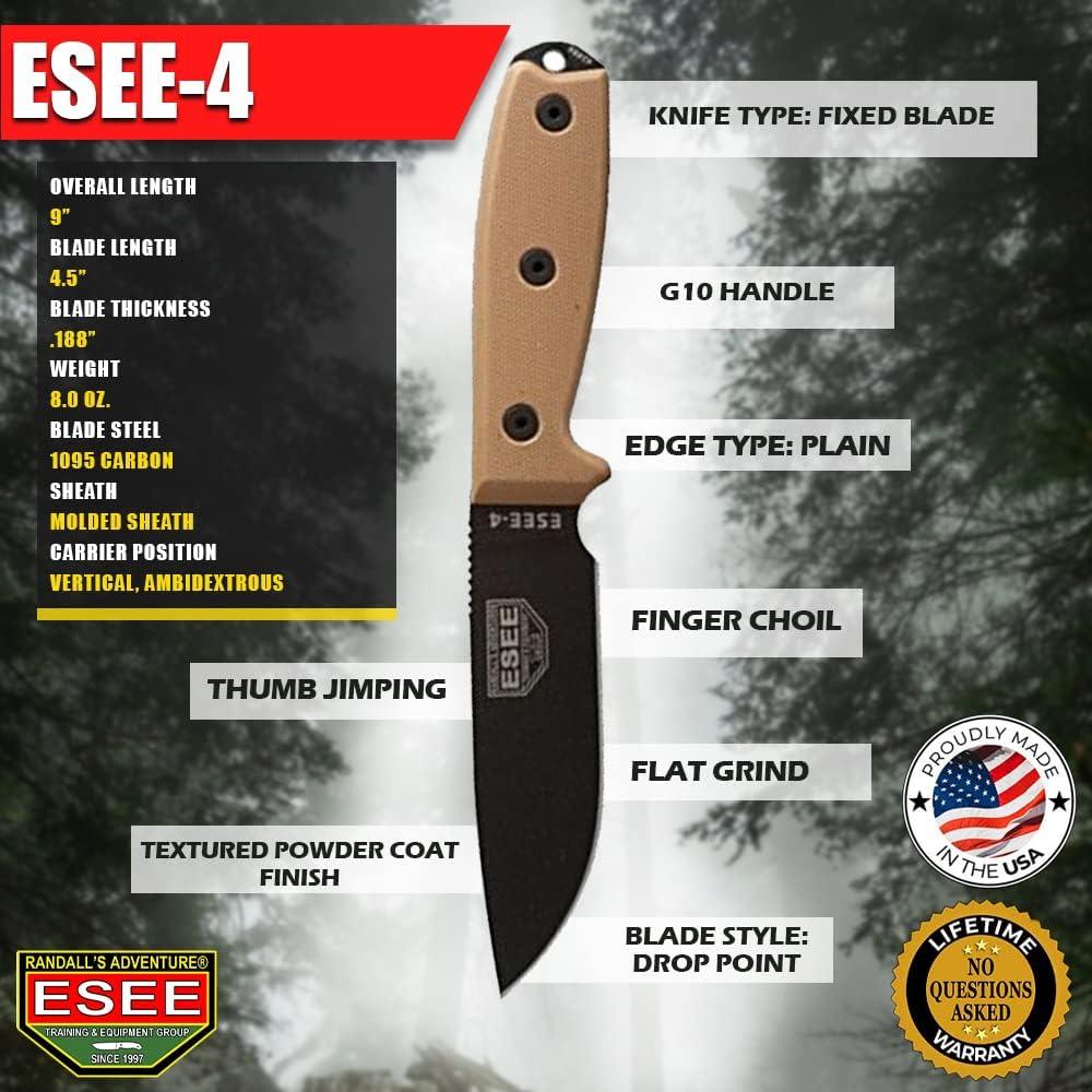 Cuchillo de Supervivencia ESEE 4P Full Tang 22.86 cm