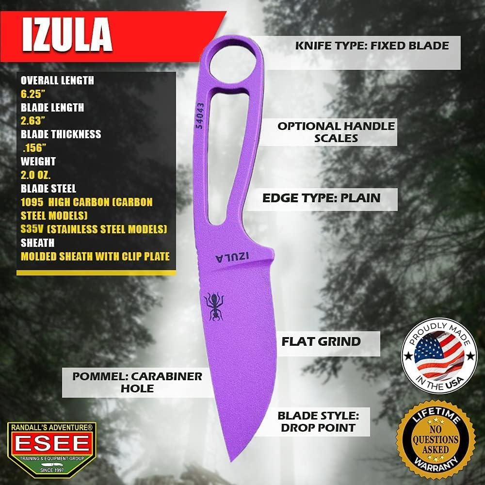 Cuchillo de Supervivencia ESEE Izula Púrpura con Funda Negra