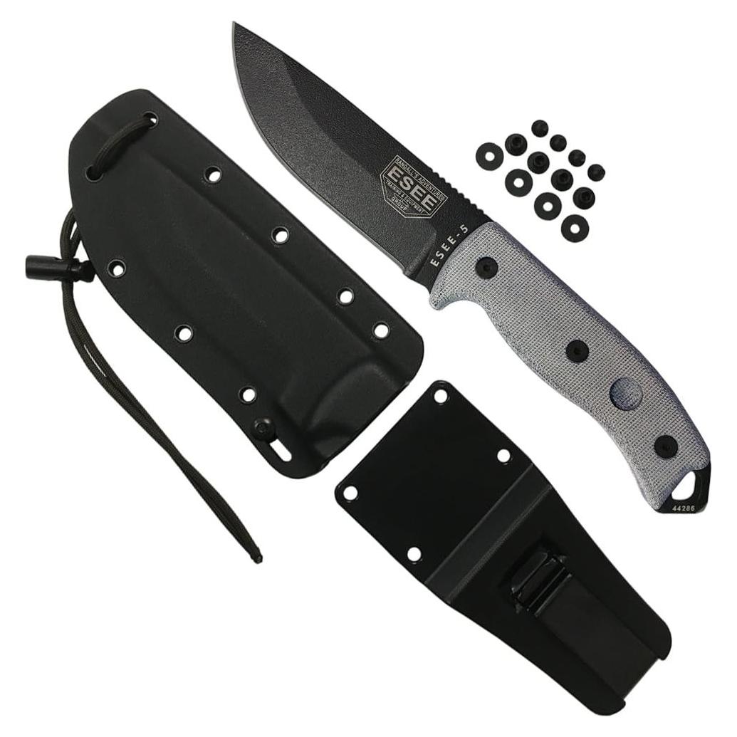 Authentic Model 5 Tactical Survival Fixed Blade Knife - Ambidextrous Kydex Sheath - SERE Team Designed (ESEE-5P-E)