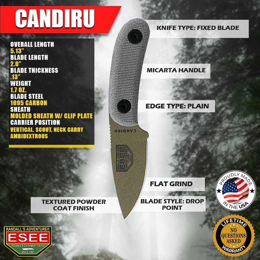 Cuchillo ESEE Candiru 13 cm Acero al Carbono con Funda
