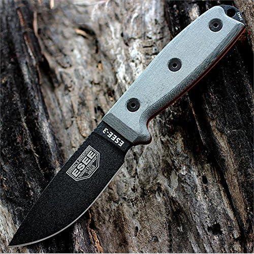 Cuchillo de Hoja Fija ESEE 3PM-MB con Funda MOLLE Negra