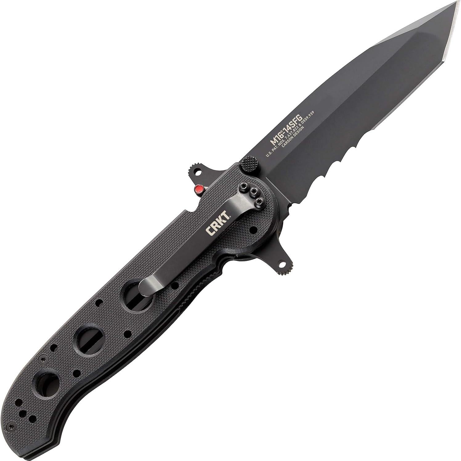 M16-14SFG Folding Knife with Liner Lock: 1.4116 Veff Serrations Blade, G10 Handle, Reversible Pocket Clip, M16-14SFG