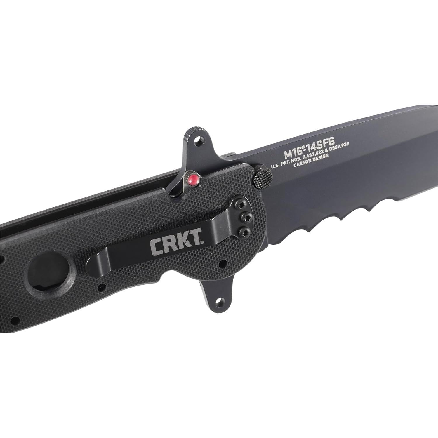 M16-14SFG Folding Knife with Liner Lock: 1.4116 Veff Serrations Blade, G10 Handle, Reversible Pocket Clip, M16-14SFG