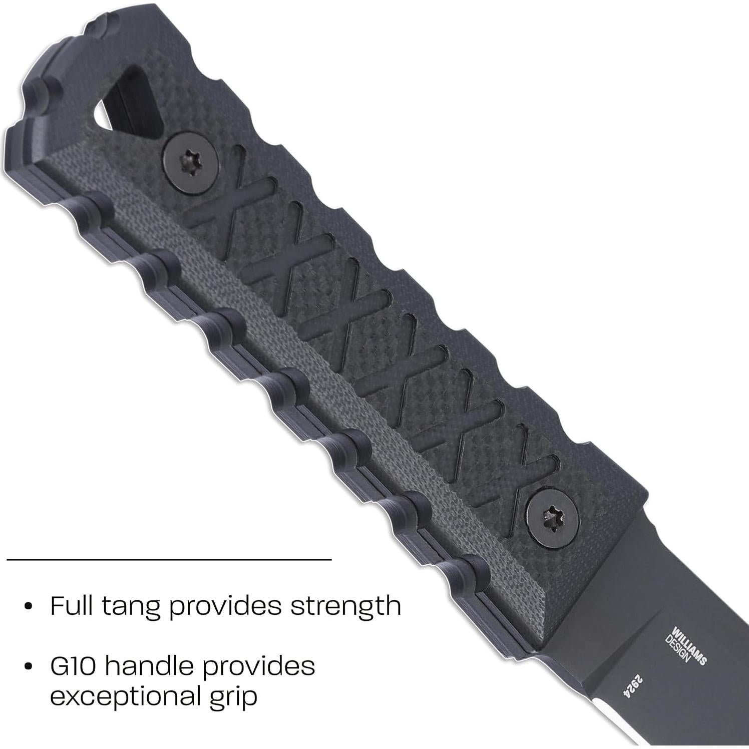 HZ4 Getting Things Done Fixed Blade Knife with Sheath: SK-5 Steel Plain Edge Blade, G10 Handle, 2924