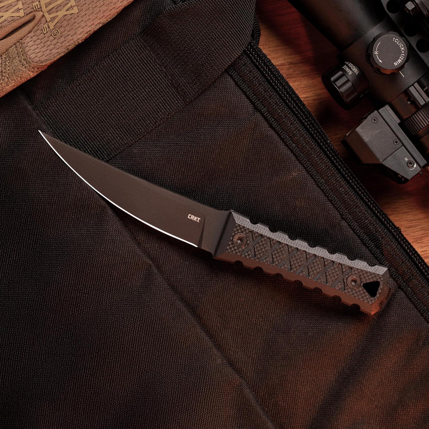 HZ4 Getting Things Done Fixed Blade Knife with Sheath: SK-5 Steel Plain Edge Blade, G10 Handle, 2924