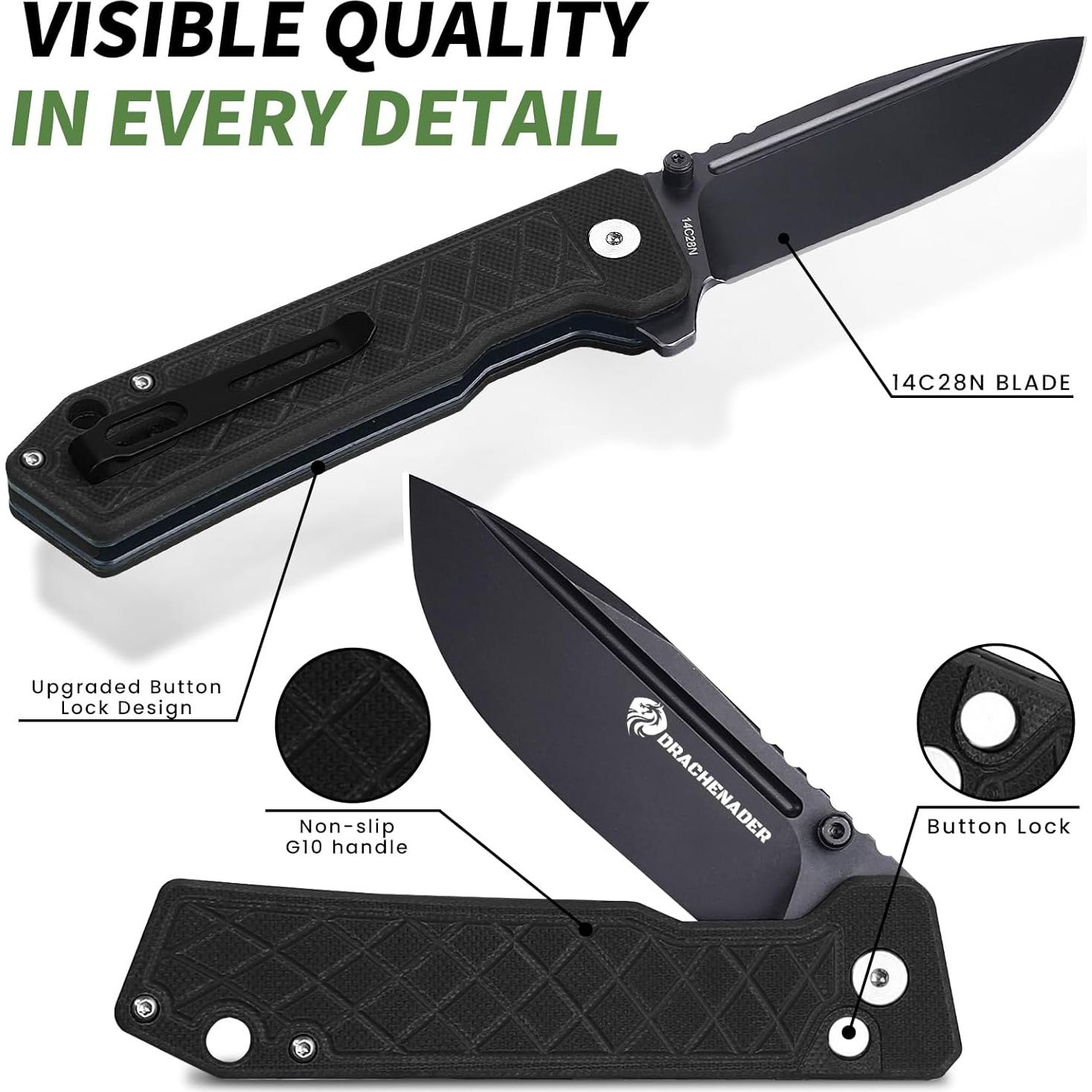 Cuchillo de bolsillo DRACHENADER BINGREN-JT-HEIHEI 19.9cm negro