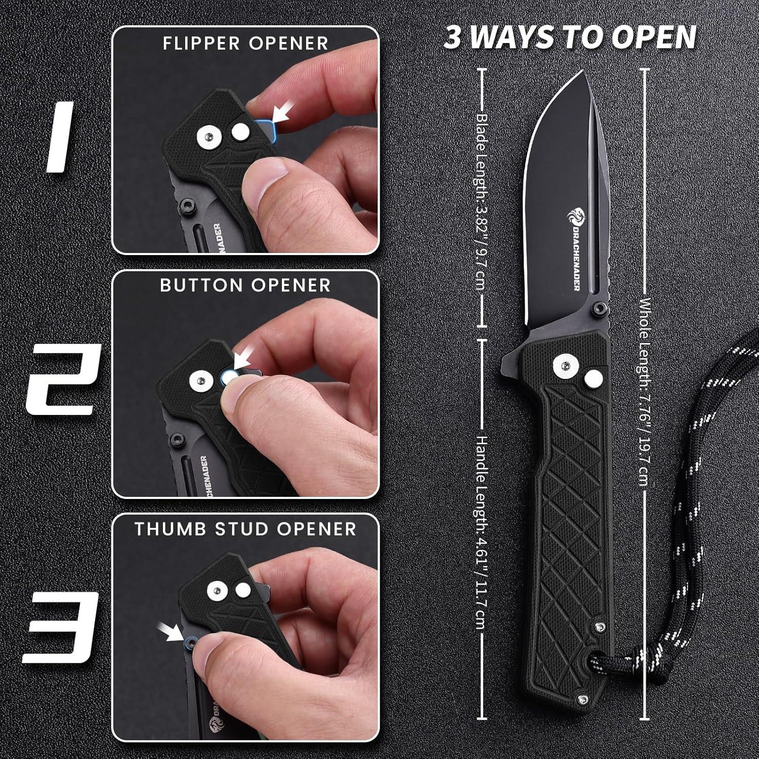 Cuchillo de bolsillo DRACHENADER BINGREN-JT-HEIHEI 19.9cm negro