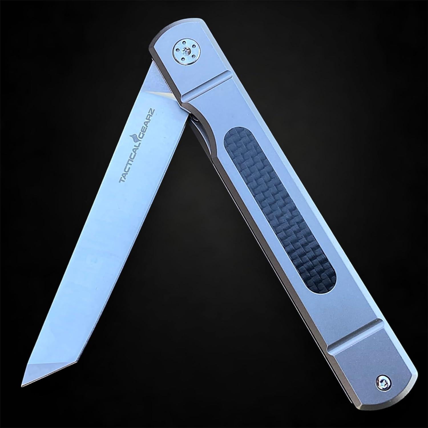 Cuchillo de bolsillo EDC TACTICAL GEARZ Tatsu ST Titanio y Acero D2